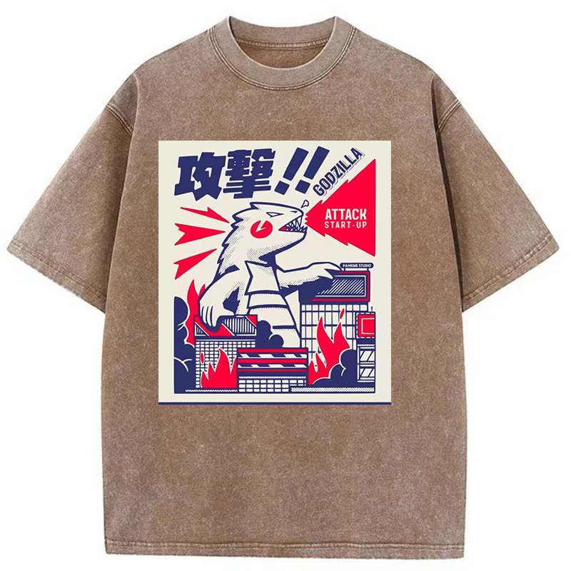 fujisakuras Destroy city monsters Washed T-Shirt