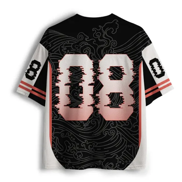 Unisex Retro Great Wave Ukiyoe Mesh Jersey