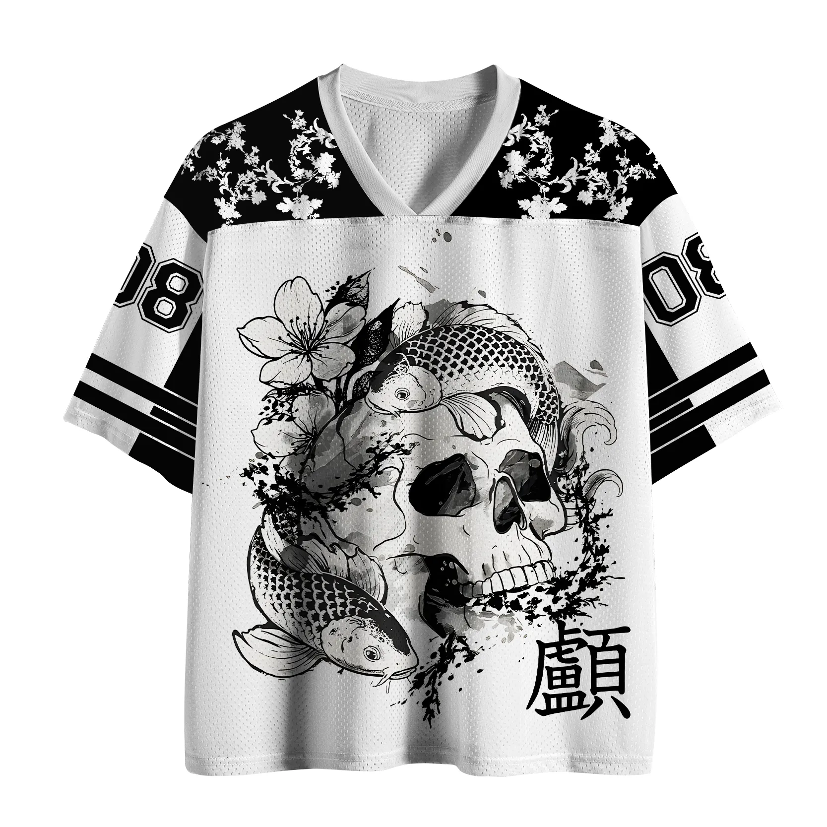 Japanese Ink Koi Skull Printed Jersey Shirts