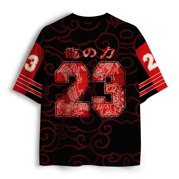Auspicious Dragon Cloud Printed Jersey Shirts