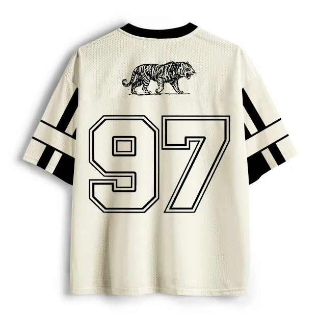 Monochrome Tiger Line Art Printed Jersey Shirts