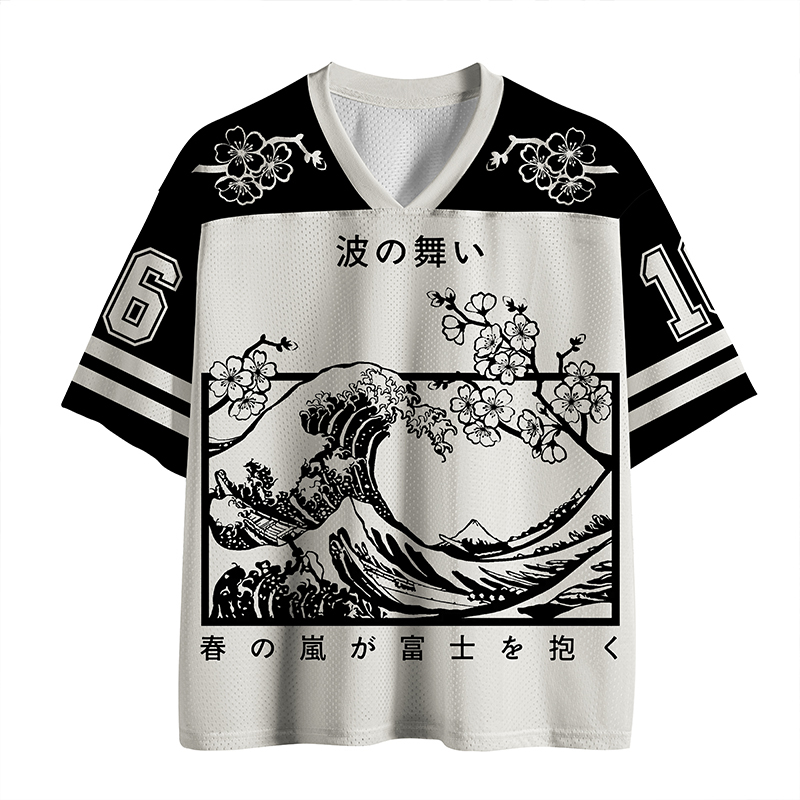 Sakura And Wave Dance Jersey Shirts