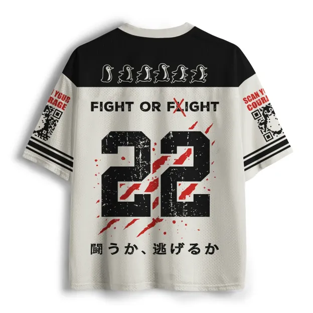 Woodblock Penguin: Fight Or Flight Jersey Shirts