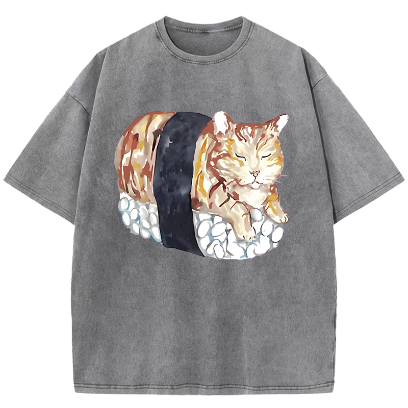  Sushi Cat Washed T-Shirt