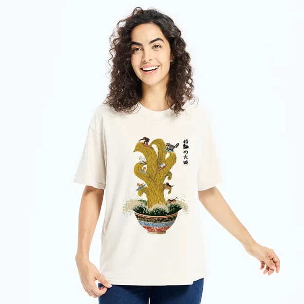 Unisex Ramen Surfing Washed T-Shirt