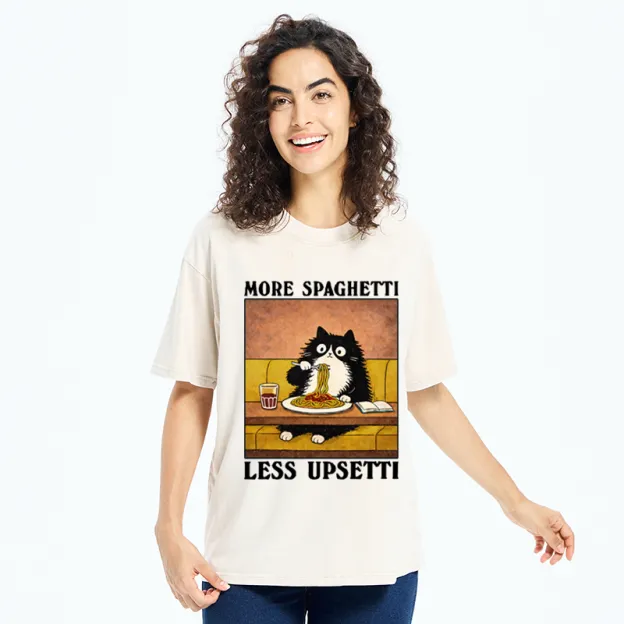 Unisex Unavailable Cat: More Spaghetti Less Upsetti Washed T-Shirt