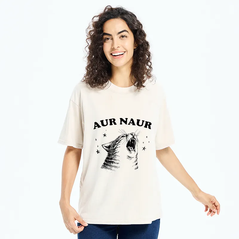 Unisex Aur Naur Cat Washed T-Shirt