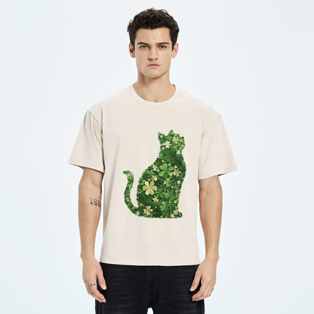 Unisex Clover Cat Washed T-Shirt