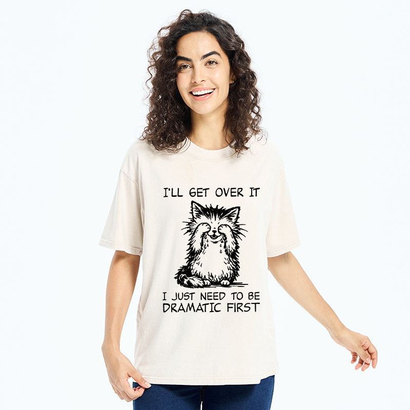 Unisex Dramatic First Cat Washed T-Shirt