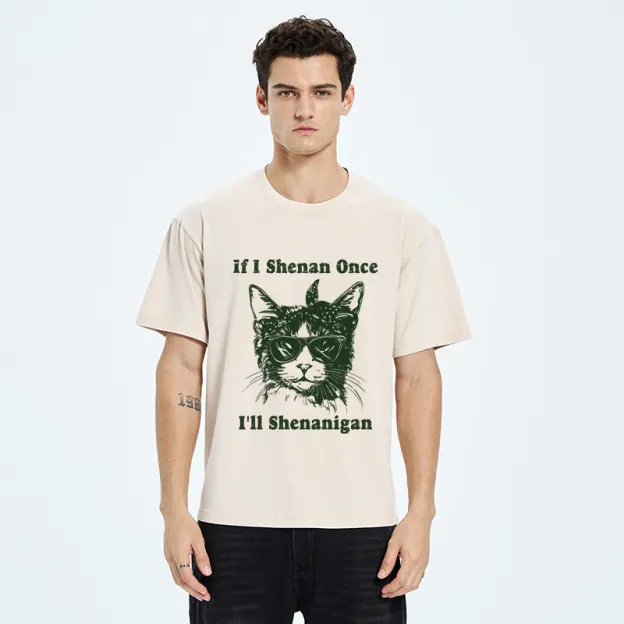 Unisex St. Patrick's Elegant Cat Washed T-Shirt