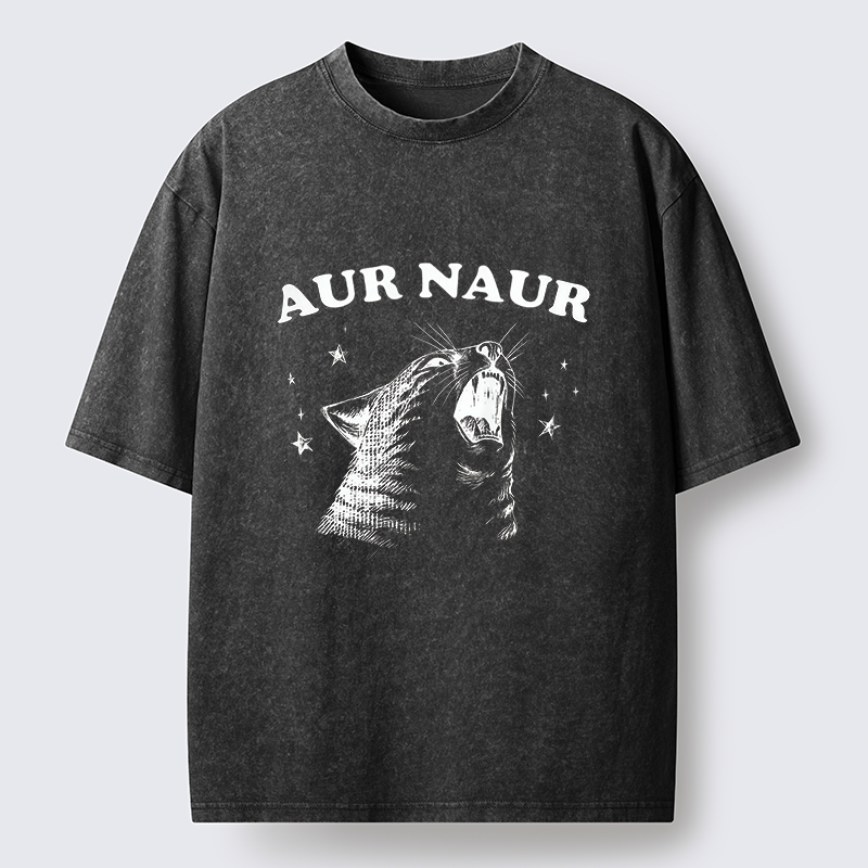 Unisex Aur Naur Cat Washed T-Shirt