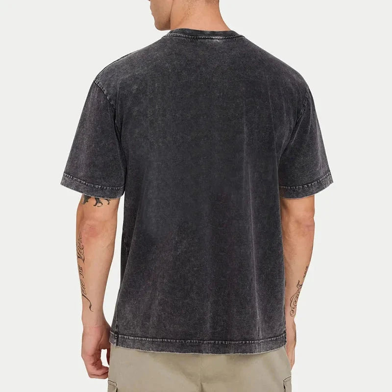 Woodblock Print Grumpy Frog Washed T-Shirt