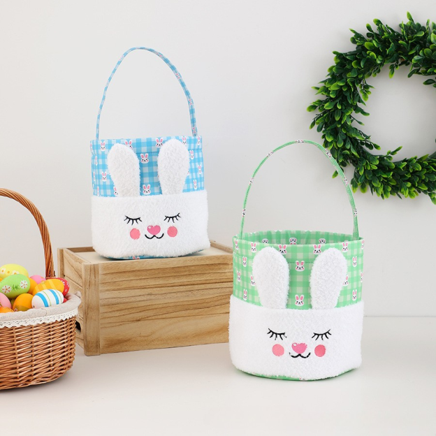 Easter Children'S Rabbit Basket Festive Rabbit Bucket Scene Layout Portable Bucket