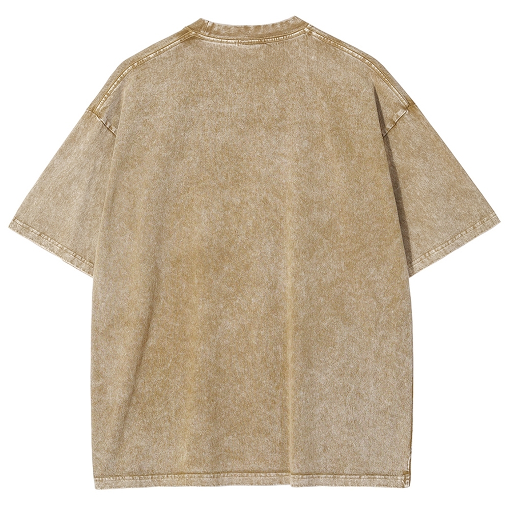 Unisex Japanese Octopus Printed Washed Tee