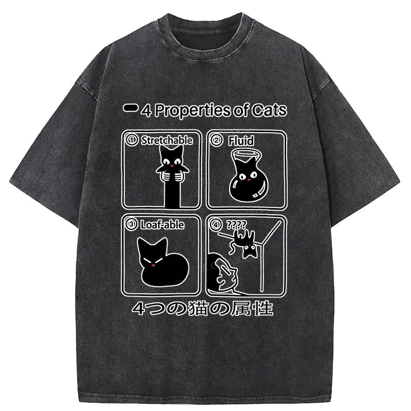  4 Attributes Of Cats Washed T-Shirt