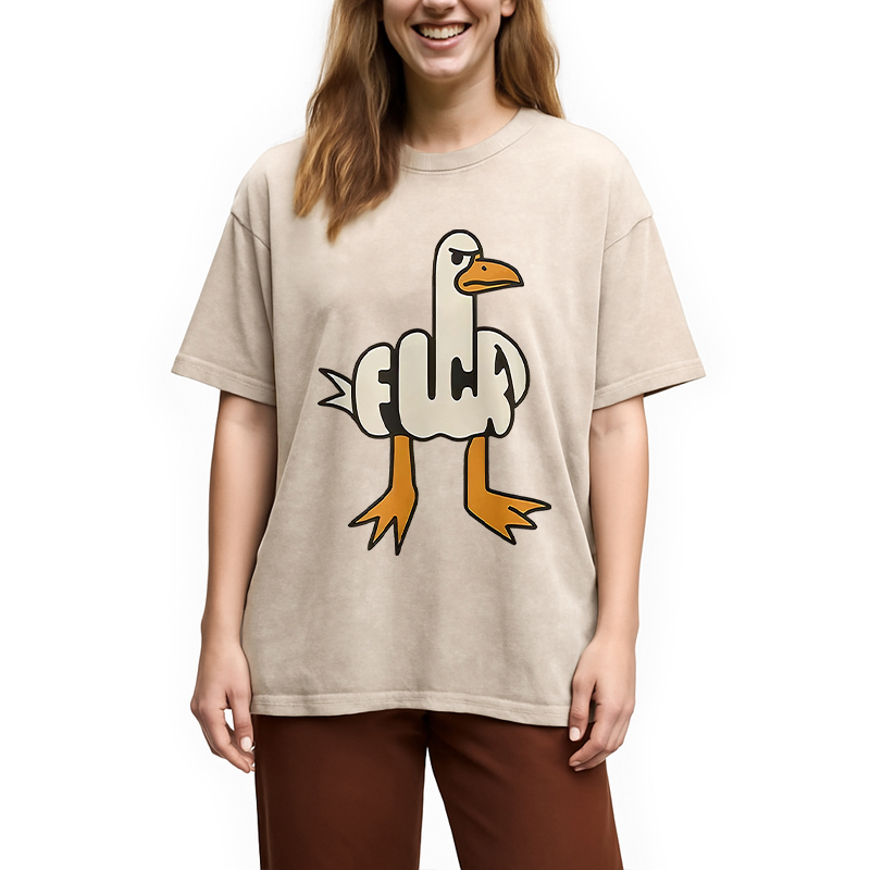 Tokyocanvas Angry Goose Funny Washed T-Shirt