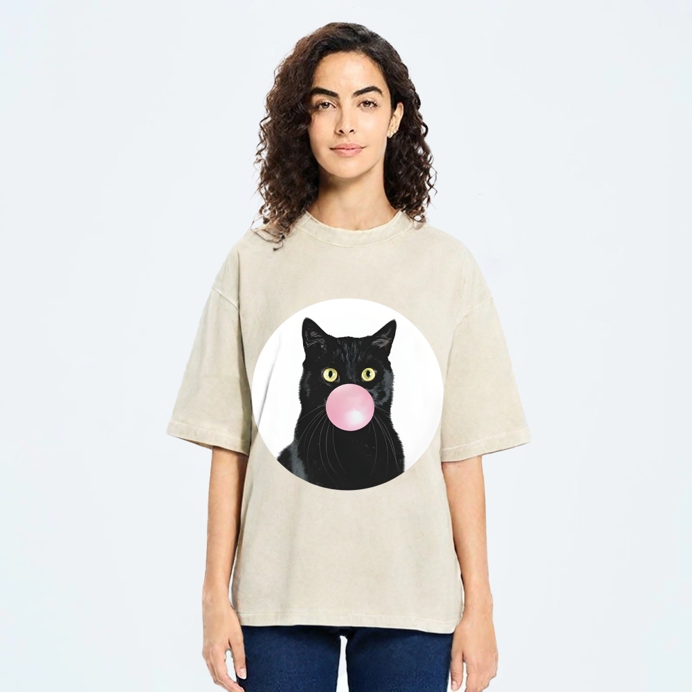 Bubble Cat Washed T-Shirt