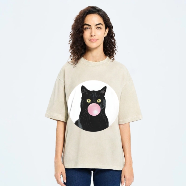  Bubble Cat Washed T-Shirt