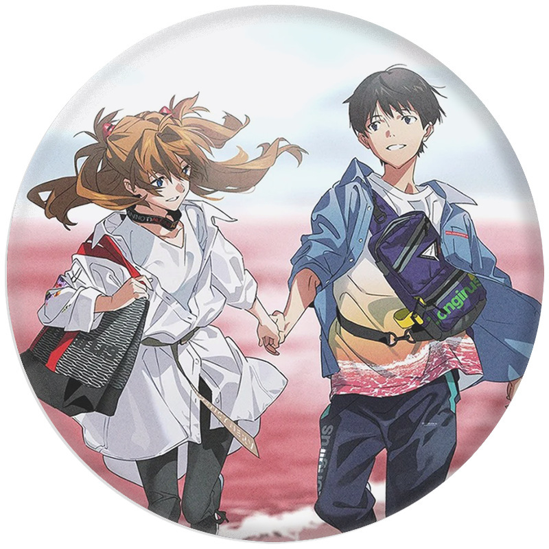 Eva Neon Genesis Evangelion Love Tibetan Edition Badge Tinplate Mirror Keychain Pendant Accessories Peripheral