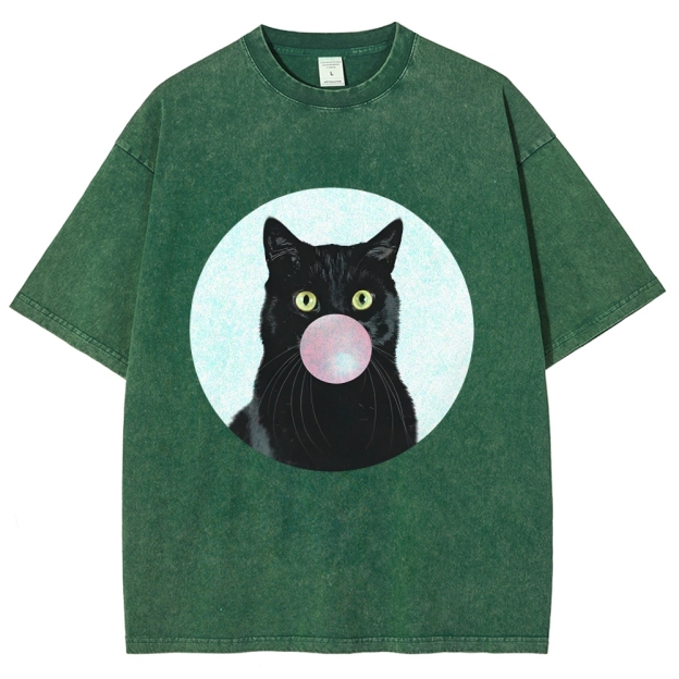  Bubble Cat Washed T-Shirt
