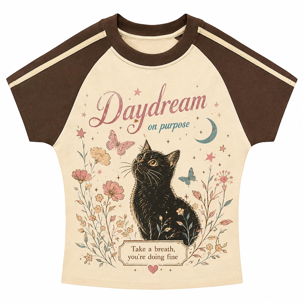 Daydream Cat Stripe Raglan Baby Tee