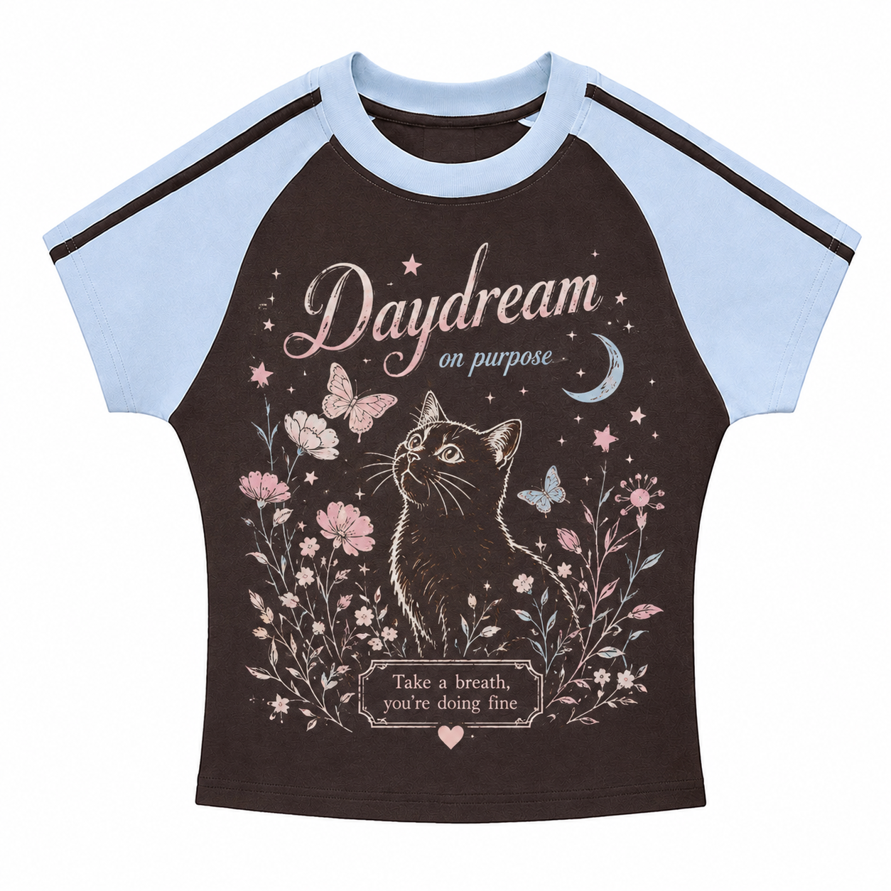 Daydream Cat Stripe Raglan Baby Tee