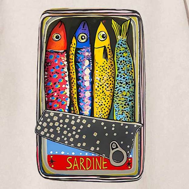 Unisex I Love Sardines Printed Washed Tee
