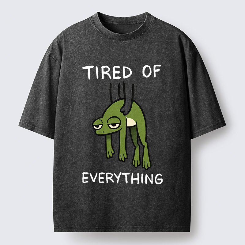 Unisex Tired Of Everything Frog Washed T-Shirt