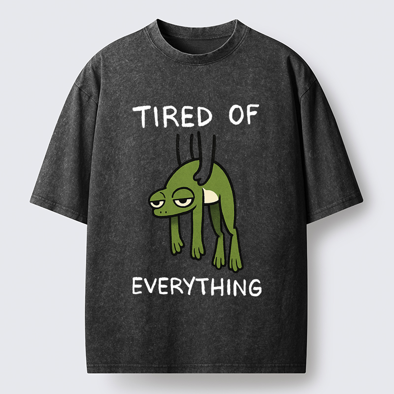 Unisex Tired Of Everything Frog Washed T-Shirt