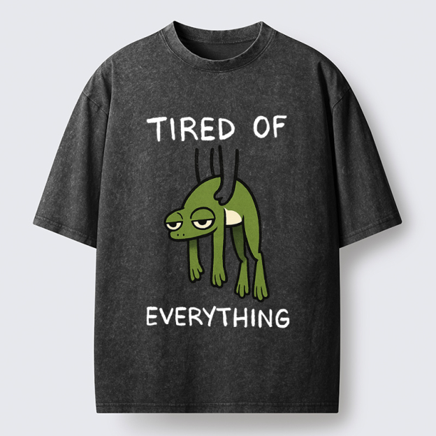 Unisex Tired Of Everything Frog Washed T-Shirt