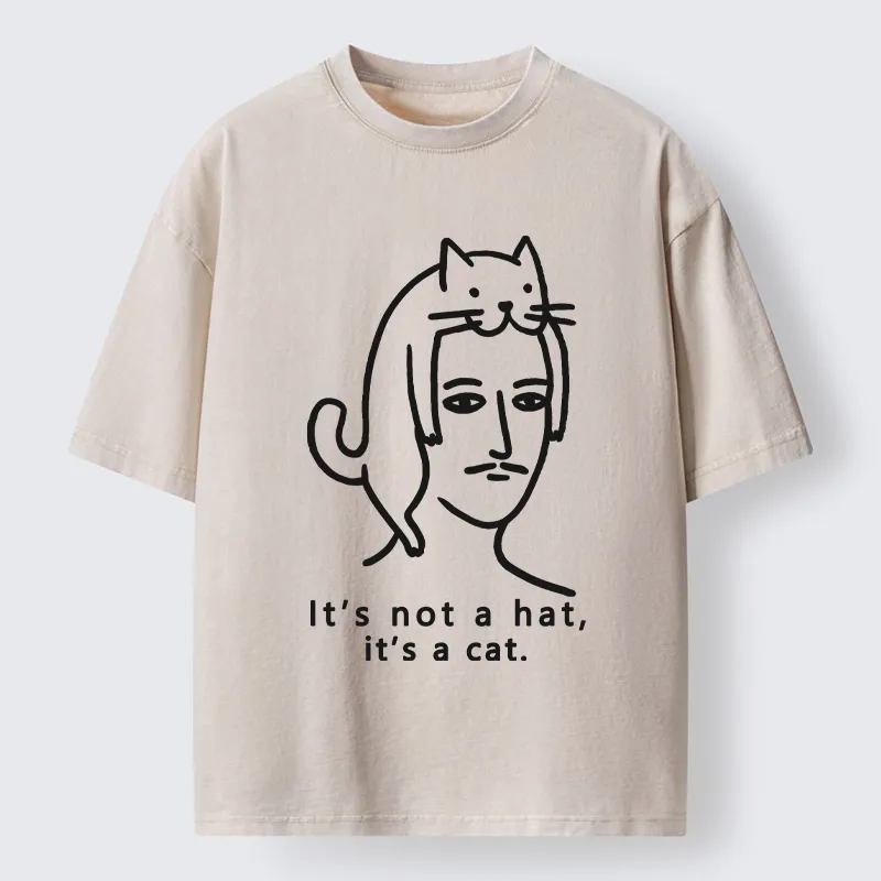 Unisex Not Hat It’s A Cat Washed T-Shirt