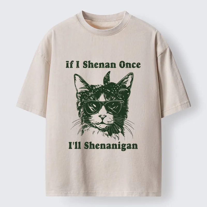 Unisex St. Patrick's Elegant Cat Washed T-Shirt