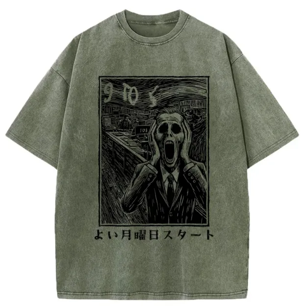 Office Worker The Scream Washed T-Shirt