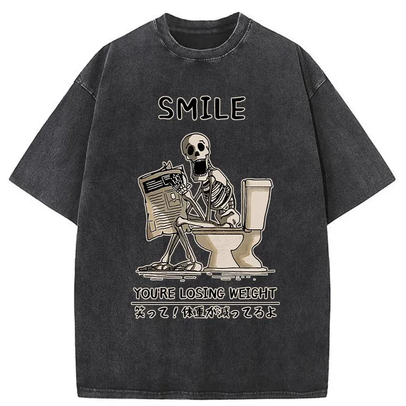 Skeleton Losing Weight Washed T-Shirt