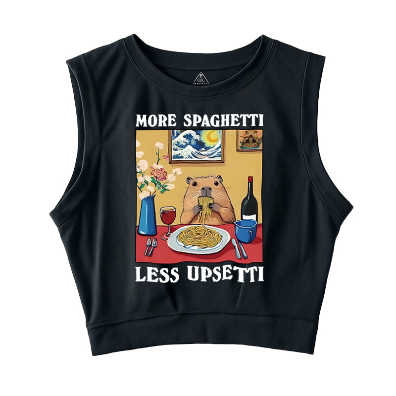  More Spaghetti Less Upsetti Capybara Sleeveless Crop Top