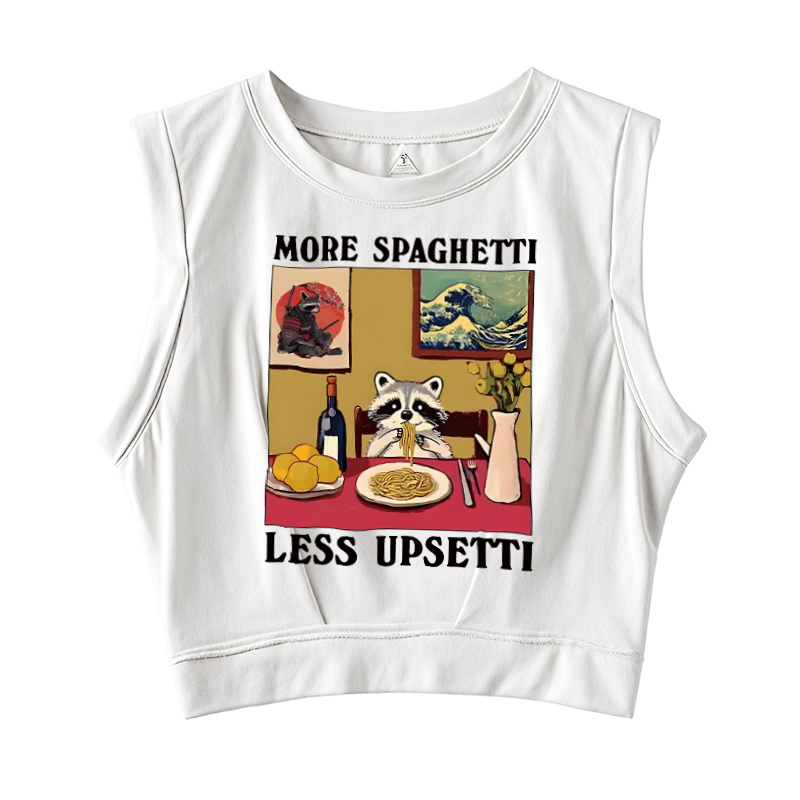  More Spaghetti Less Upsetti Japanese Sleeveless Crop Top