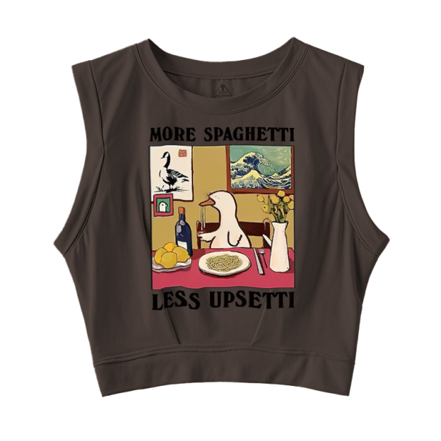  More Spaghetti Less Upsetti Goose Sleeveless Crop Top