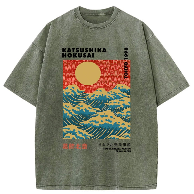 Katsushika Hokusai Washed T-Shirt