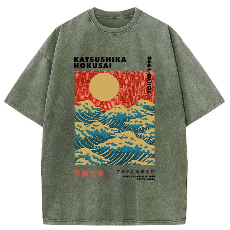 Katsushika Hokusai Washed T-Shirt