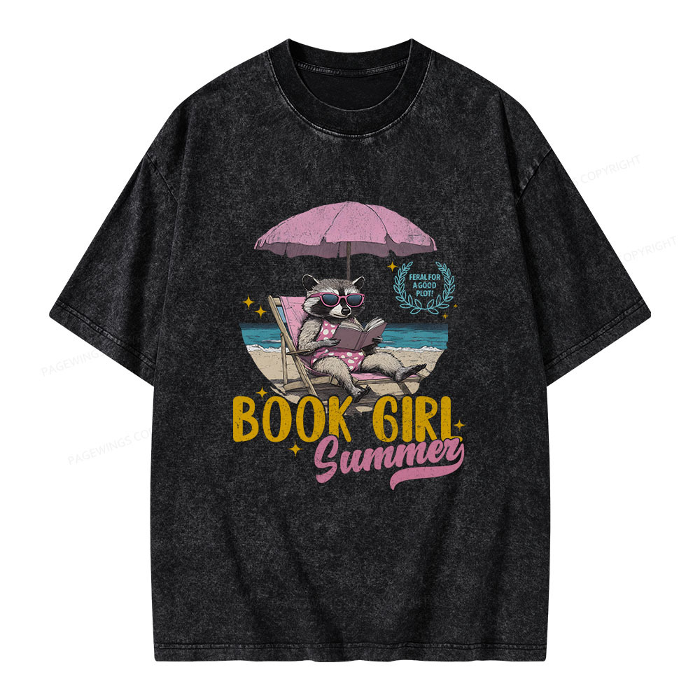 Book Girl Summer Unisex Washed T-shirt