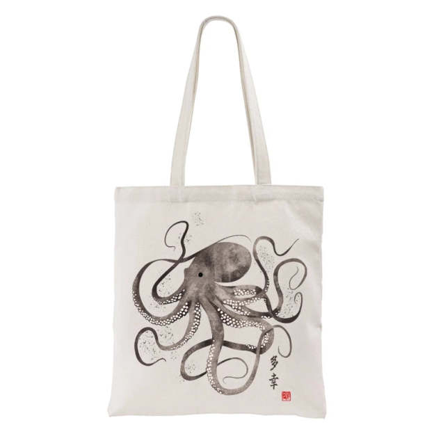  Octopus Japanese Calligraphy Tote Bag