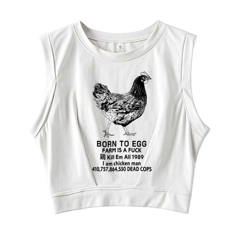  Born To Egg Sleeveless Crop Top