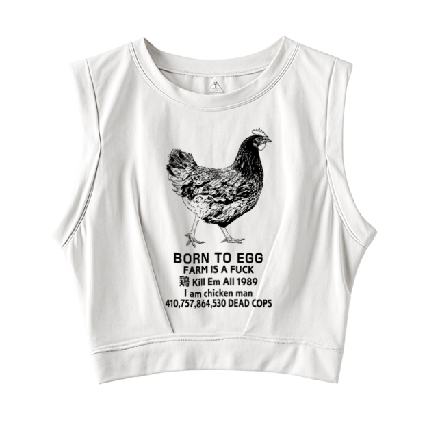  Born To Egg Sleeveless Crop Top