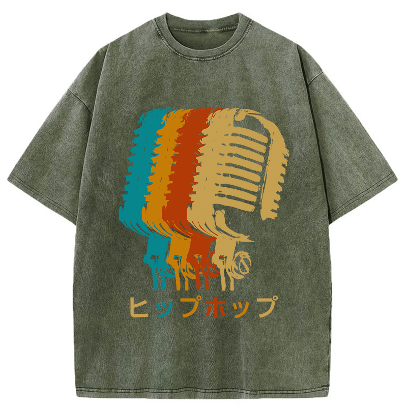 Vintage Hip-hop Mic Washed T-Shirt