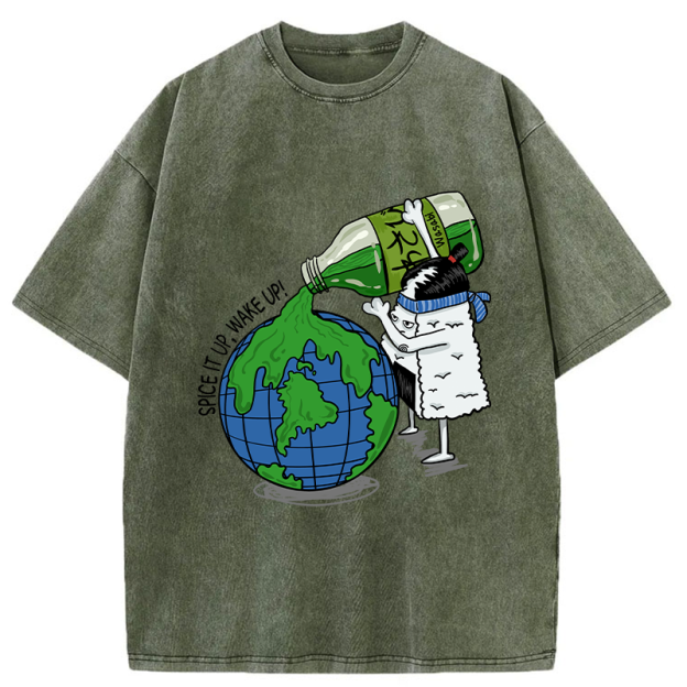 Funny Rice Ball With Wasabi Washed T-Shirt