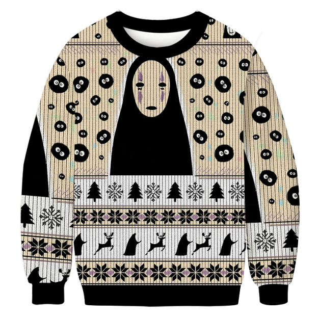 Unisex No Face and Soot Sprites Christmas Ugly Sweatshirt