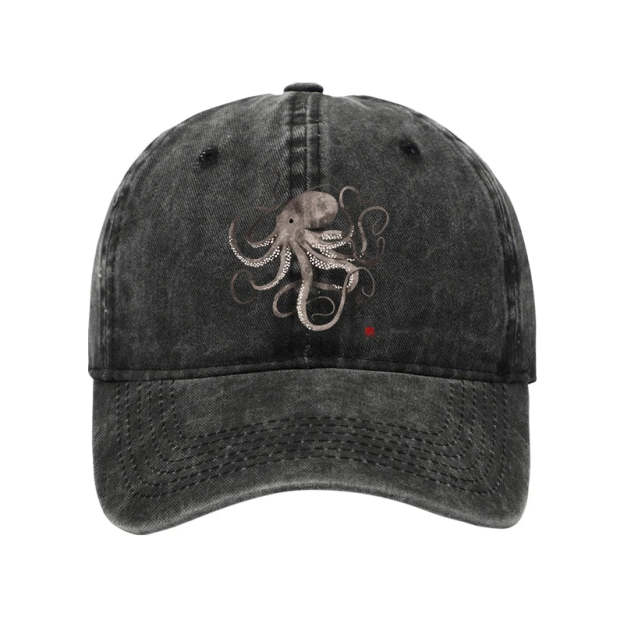  Octopus Japanese Calligraphy Washed Cap