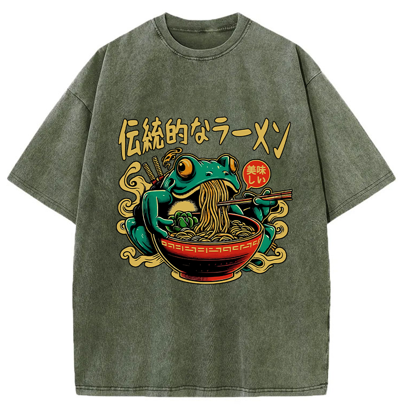 Frog Obsessed With Ramen Washed T-Shirt