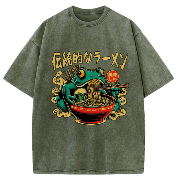 Frog Obsessed With Ramen Washed T-Shirt
