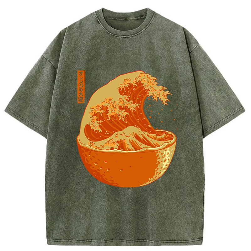 The Great Wave Off Orange Washed T-Shirt